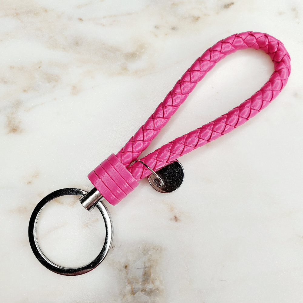 Braided Vegan Leather Keychain Keyring Key Fob - Picture 3 of 4